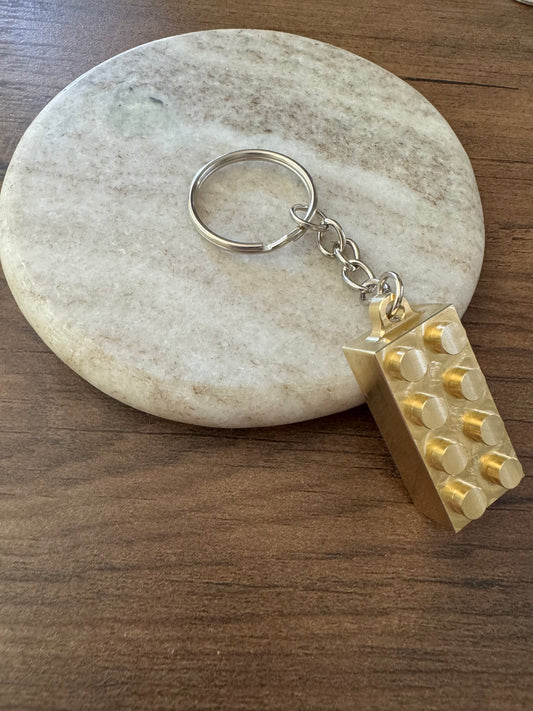 Brass Metal Brick Keychain - 2X4