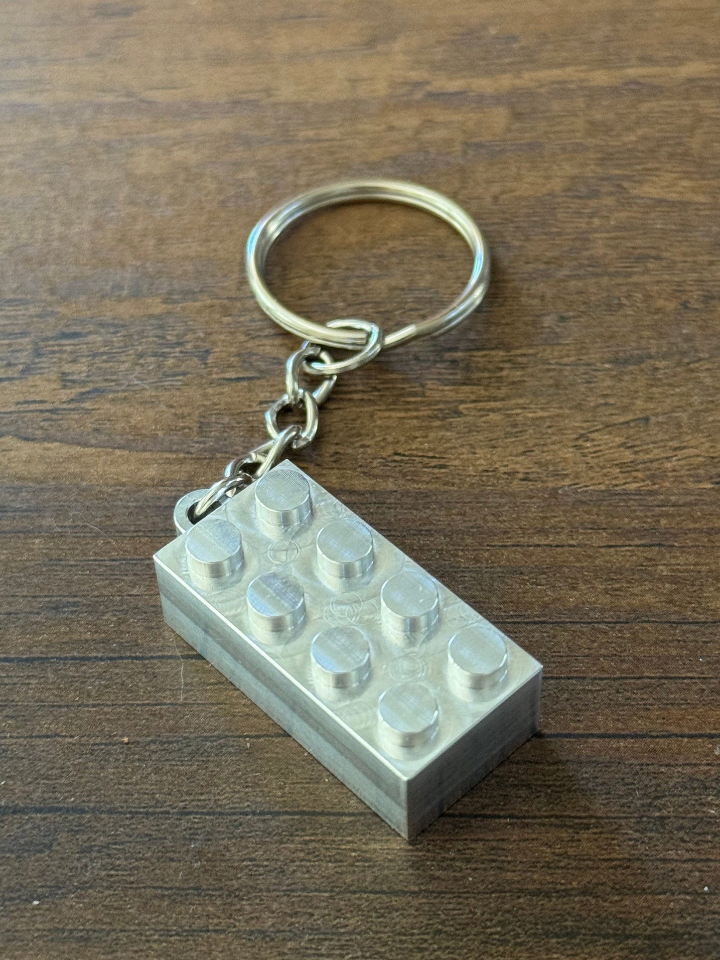 Aluminum Metal Brick Keychain - 2X4