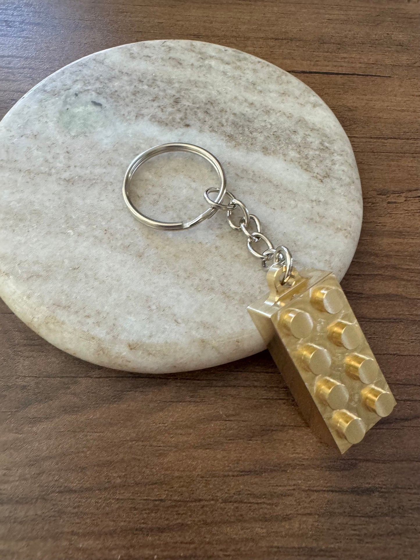 Brass Metal Brick Keychain - 2X4