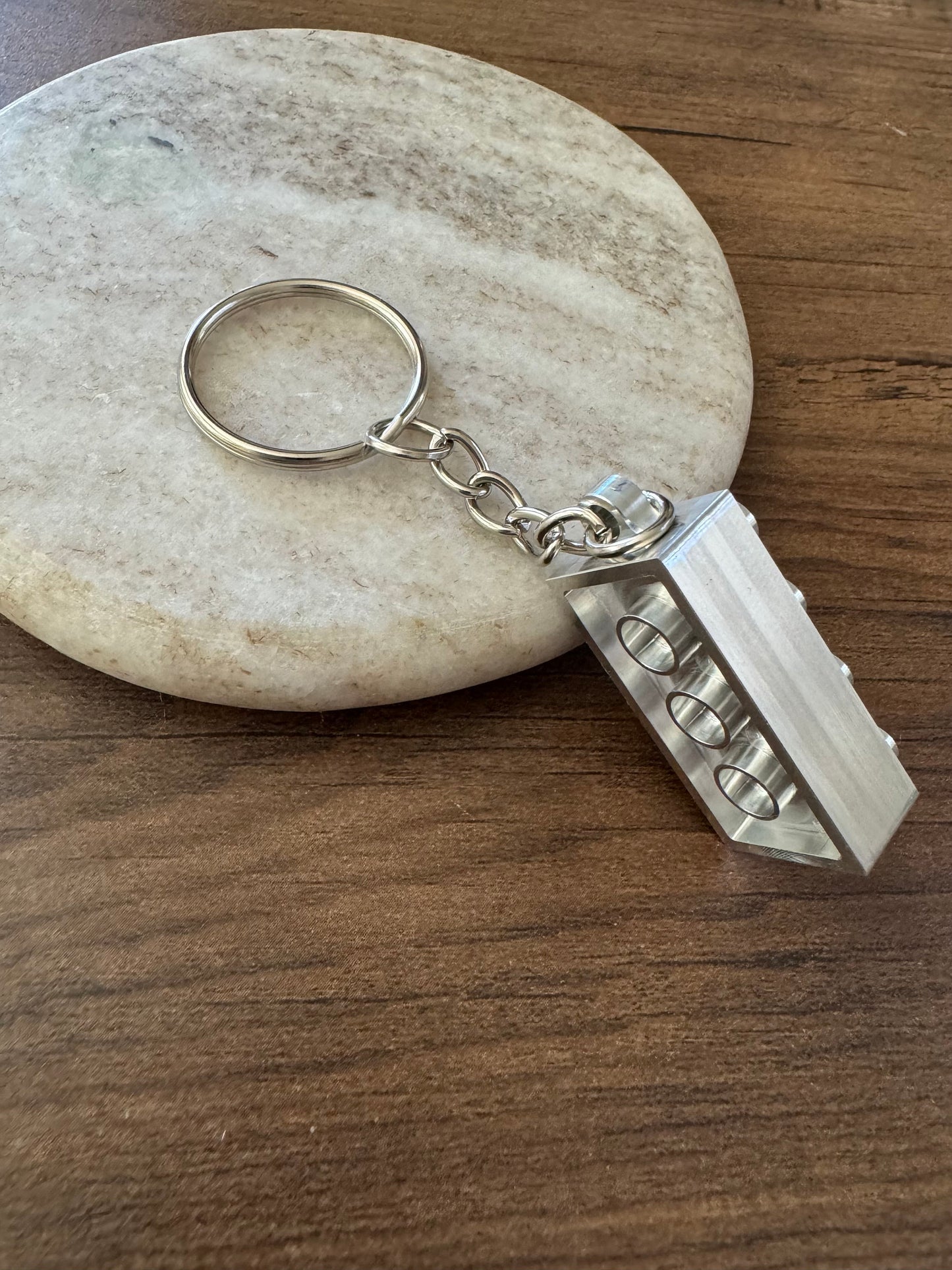 Aluminum Metal Brick Keychain - 2X4