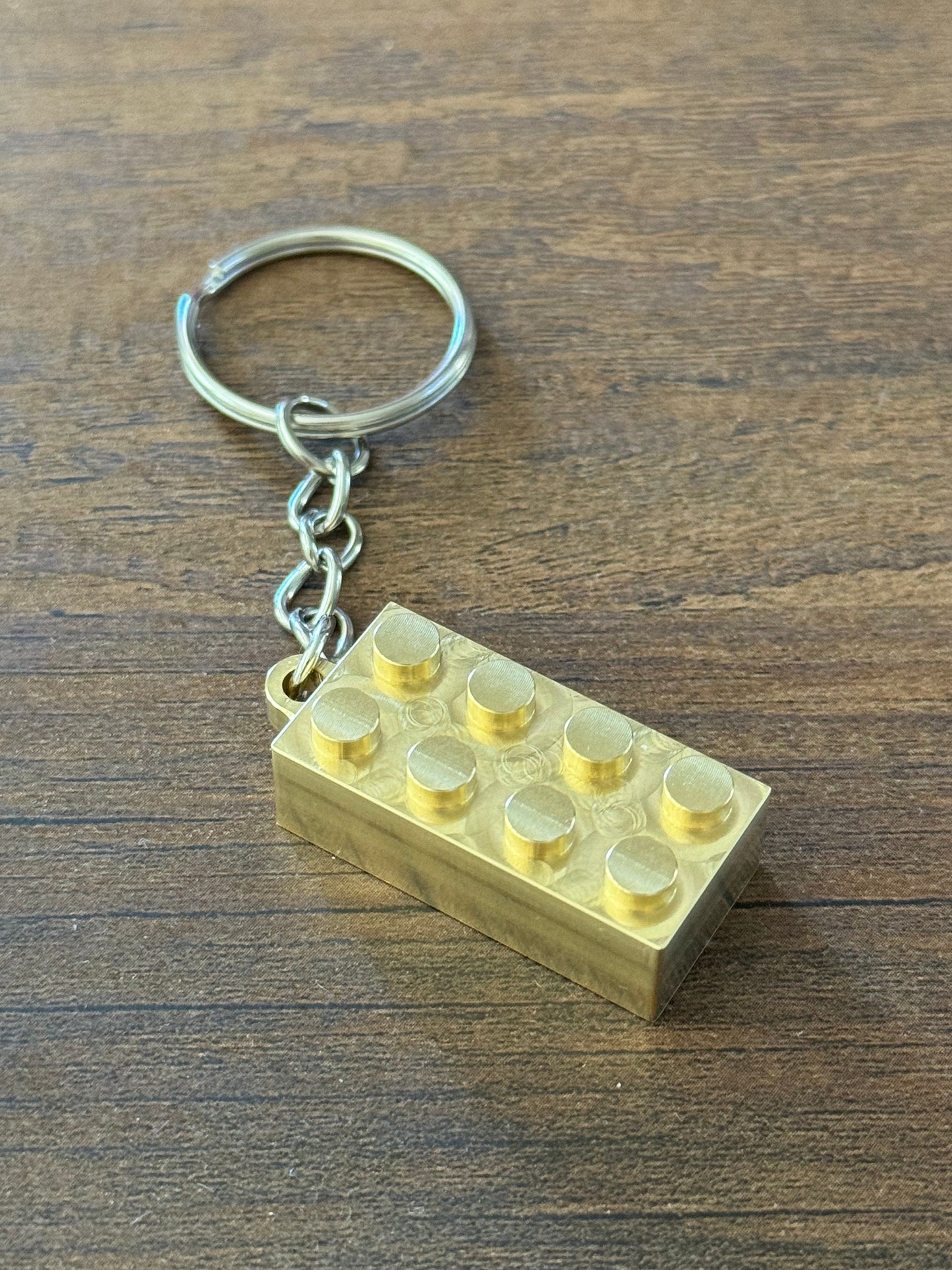Brass Metal Brick Keychain - 2X4