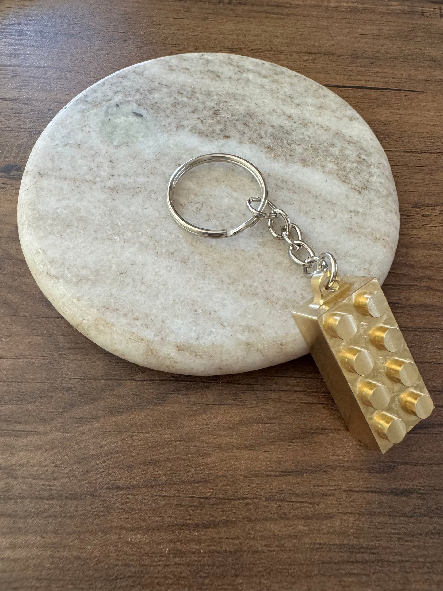 Brass Metal Brick Keychain - 2X4