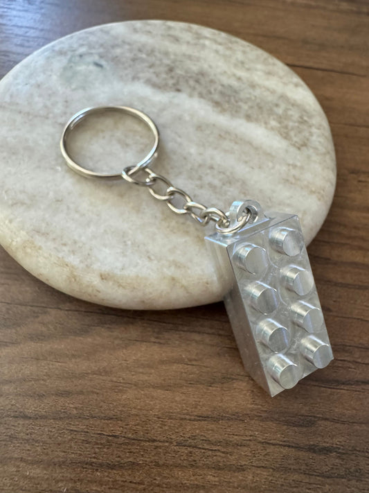 Aluminum Metal Brick Keychain - 2X4