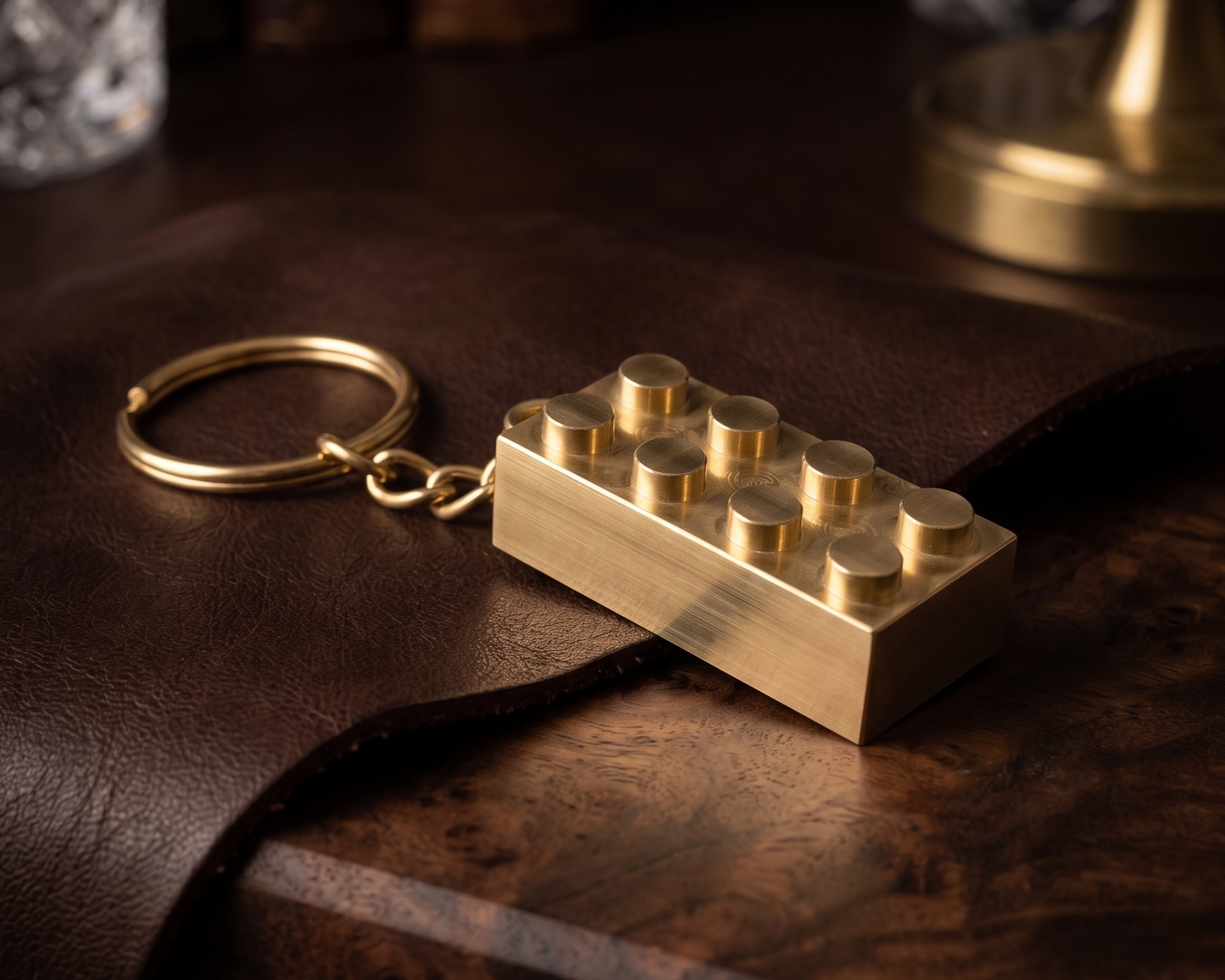 2x4 brass brick keychain