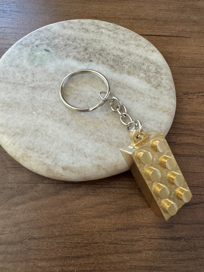 Brass Metal Brick Keychain - 2X4