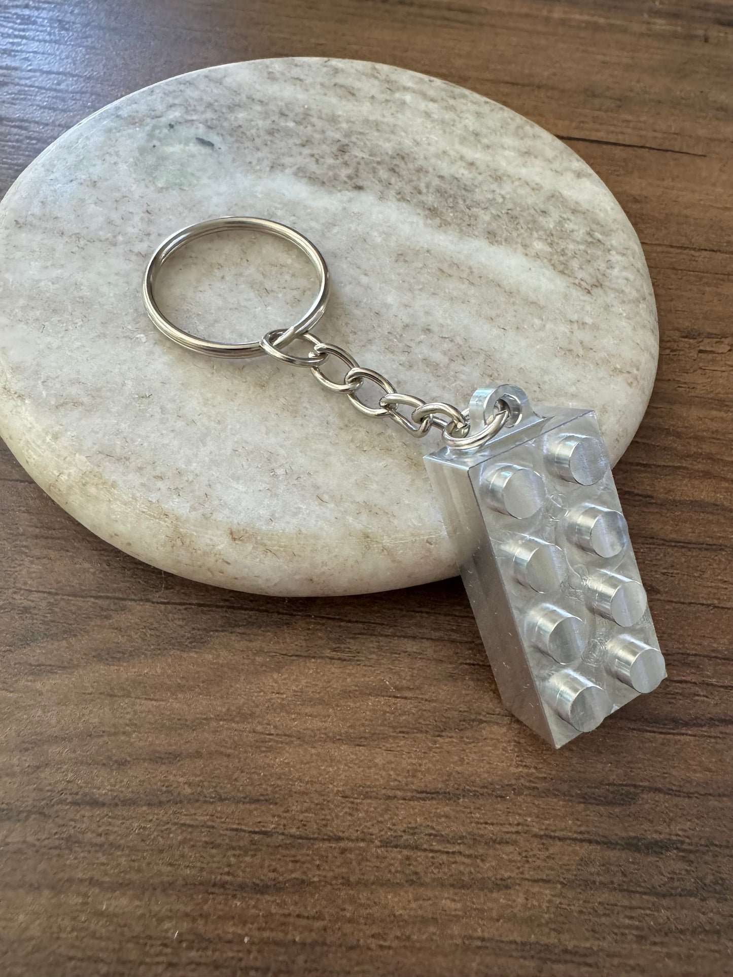Aluminum Metal Brick Keychain - 2X4