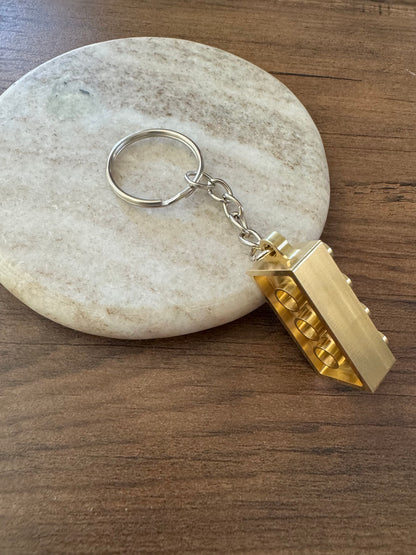 Brass Metal Brick Keychain - 2X4