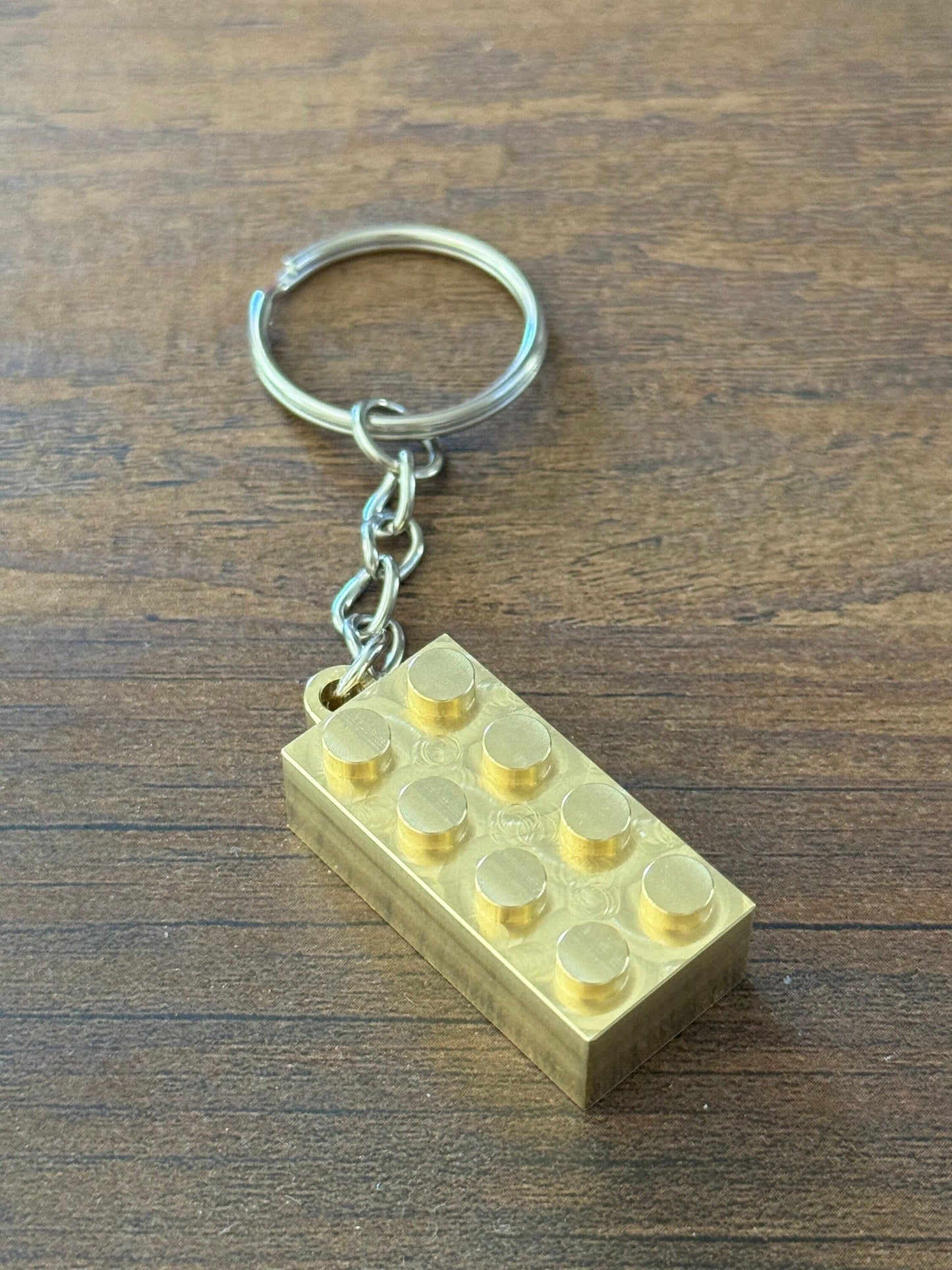 Brass Metal Brick Keychain - 2X4