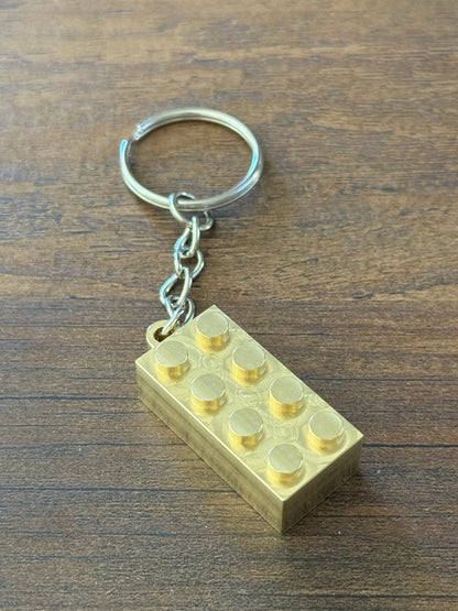 Brass Metal Brick Keychain - 2X4