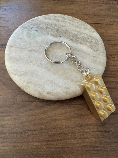 Brass Metal Brick Keychain - 2X4