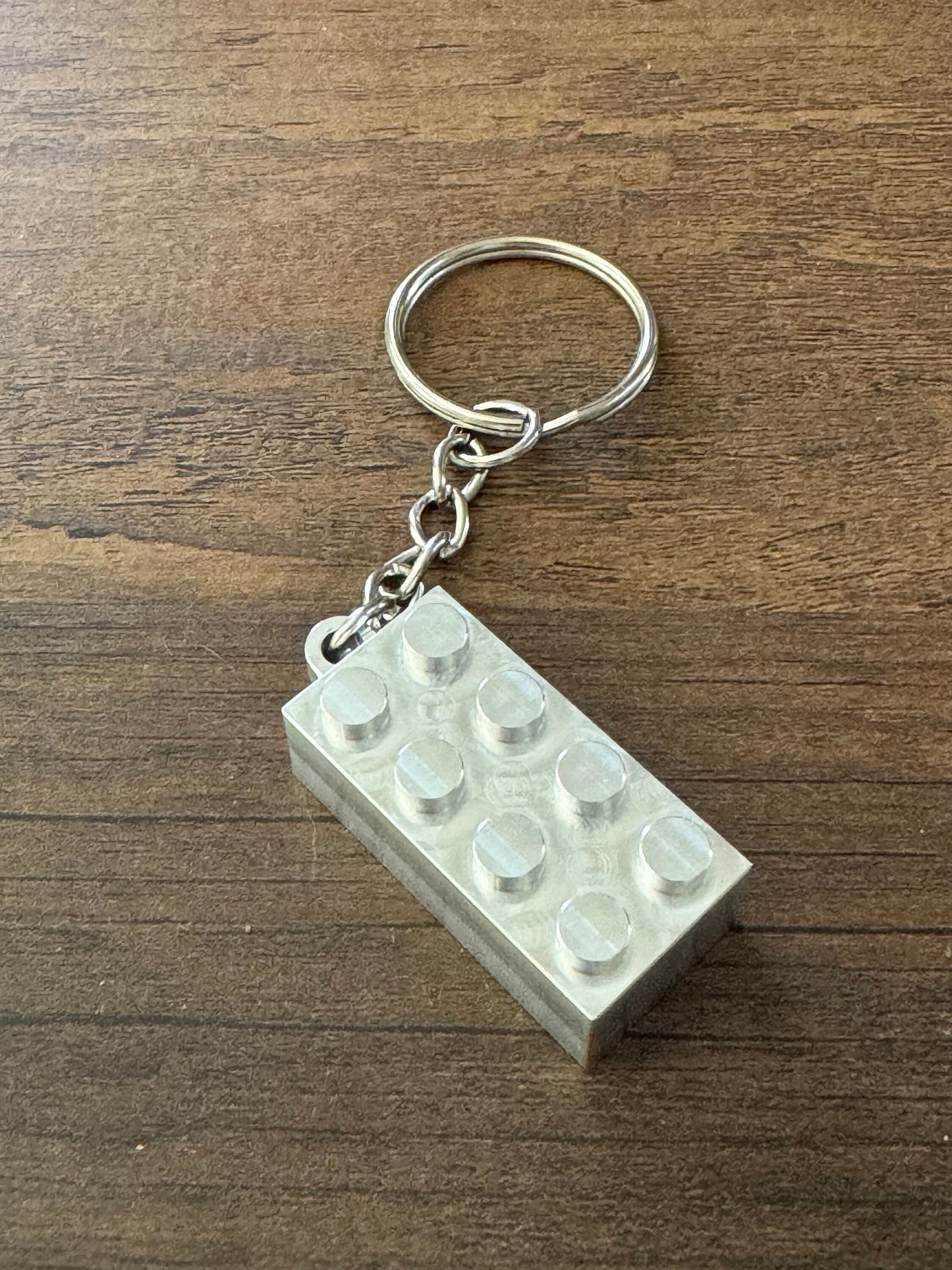 Aluminum Metal Brick Keychain - 2X4